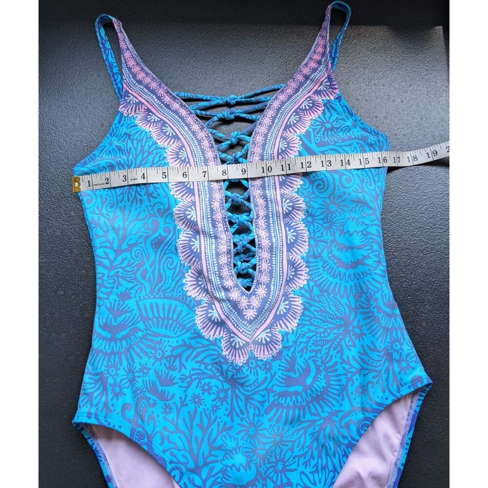 Lilly Pulitzer Lattice One Piece Swimsuit Boho Preppy Beach Vacation Size 12 - Picture 4 of 15